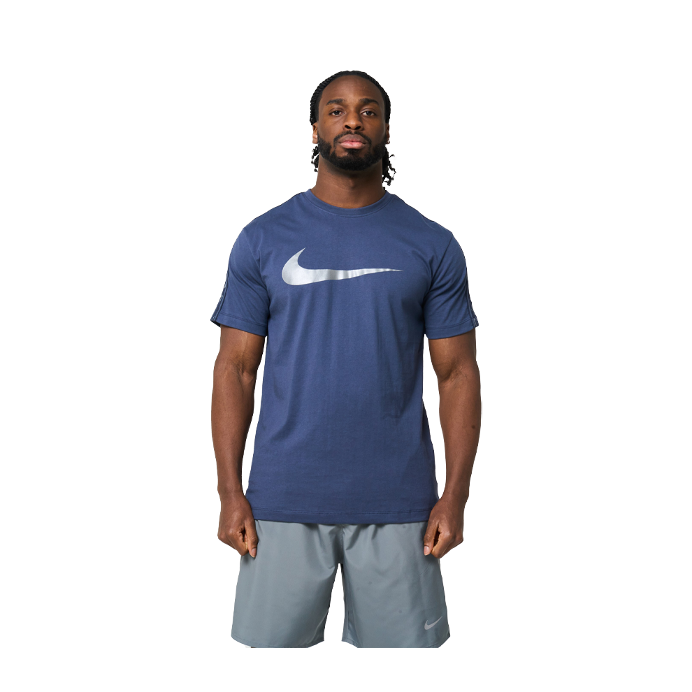 Nike Large Swoosh Tee Blue/Silver Uk L