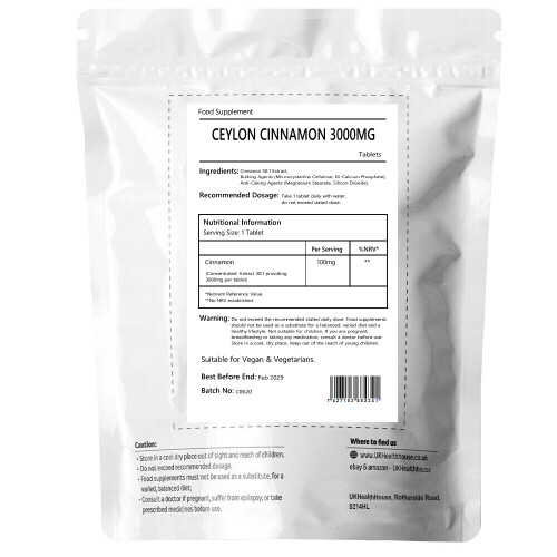 Cinnamon 3000mg x 30 Tablets Blood Sugar Digestion Antioxidant Ceylon 1