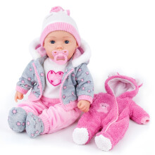 (Pink Onesie) The Magic Toy Shop 20" Lifelike Soft Baby Doll With Dummy & 12 Sounds