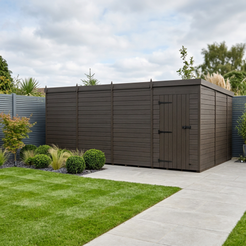 20x10 Pent Composite Shed Tanalised (Single Door, No Windows)