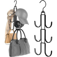 Drehbarer Taschenaufhänger - Stahl-Schrankorganisator für Handtaschen, Schals, Gürtel Black