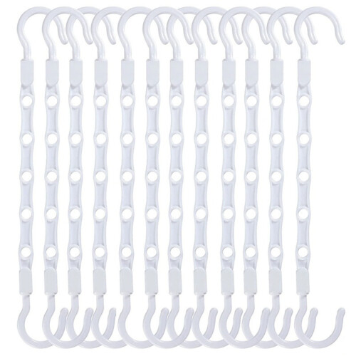 Space Saving Rotatable Foldable Clothes Hangers - 12 Pack, Multi-Hole Plastic Hangers White