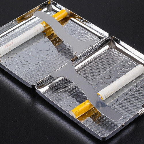 Silver Metal Cigarette Case with Double-Sided Arabesque Pattern - Holds 20 Regular Size Cigarettes 1