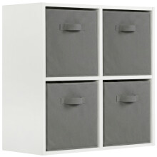 (Grey Drawers) Charles Jacobs White 4 Cube Open Book Shelf Storage Unit
