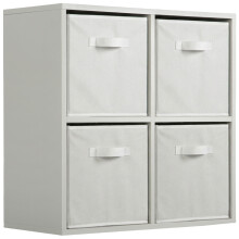 (White Drawers) Charles Jacobs Grey 4 Cube Open Book Shelf Storage Unit