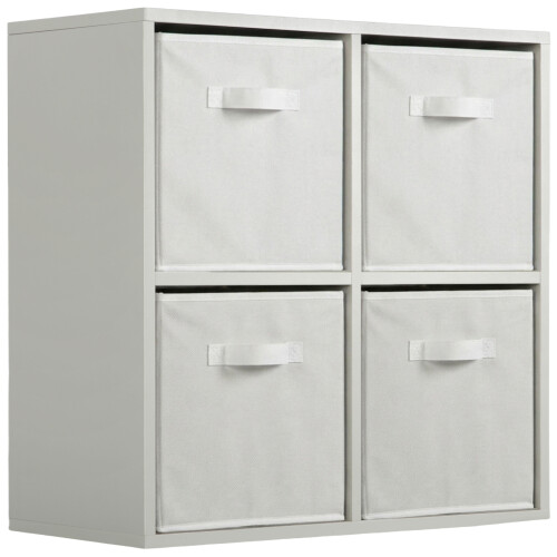 Charles Jacobs (White Drawers) Charles Jacobs Grey 4 Cube Open Book Shelf Storage Unit