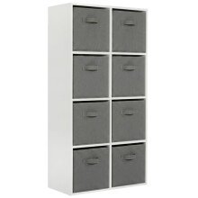 (8 Grey Drawers) Charles Jacobs White 8 Cube Open Book Shelf Storage Unit