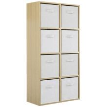 (8 White Drawers) Charles Jacobs Oak 8 Cube Open Book Shelf Storage Unit