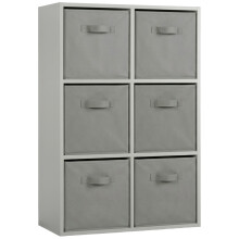 (6 Grey Drawers) Charles Jacobs Grey 6 Cube Open Book Shelf Storage Unit
