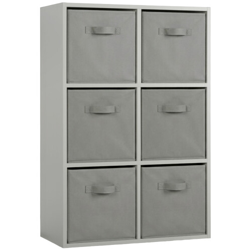 Charles Jacobs (6 Grey Drawers) Charles Jacobs Grey 6 Cube Open Book Shelf Storage Unit