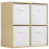 Charles Jacobs (White Drawers) Charles Jacobs Oak 4 Cube Open Book Shelf Storage Unit 1