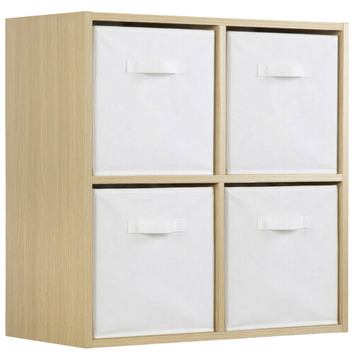 Charles Jacobs (White Drawers) Charles Jacobs Oak 4 Cube Open Book Shelf Storage Unit
