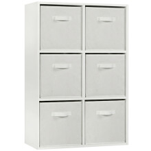 (White + 6 White Drawers) Charles Jacobs White 6 Cube Open Book Shelf Storage Unit