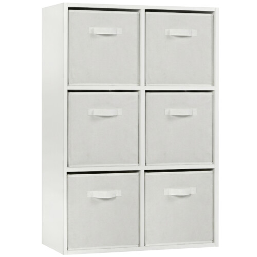 Charles Jacobs (White + 6 White Drawers) Charles Jacobs White 6 Cube Open Book Shelf Storage Unit