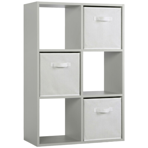 Charles Jacobs (3 White Drawers) Charles Jacobs Grey 6 Cube Open Book Shelf Storage Unit