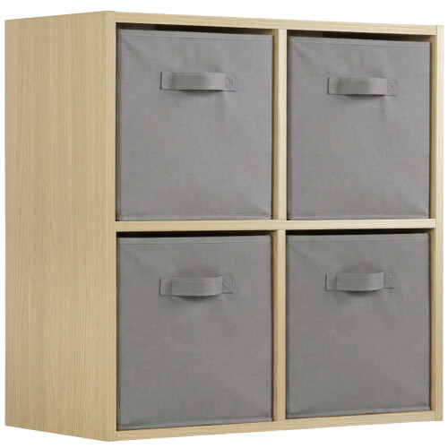 Charles Jacobs (Grey Drawers) Charles Jacobs Oak 4 Cube Open Book Shelf Storage Unit