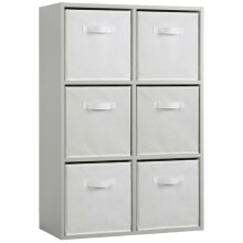(6 White Drawers) Charles Jacobs Grey 6 Cube Open Book Shelf Storage Unit
