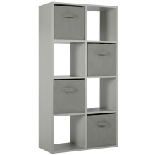 (4 Grey Drawers) Charles Jacobs Grey 8 Cube Open Book Shelf Storage Unit