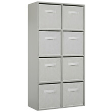 (8 White Drawers) Charles Jacobs Grey 8 Cube Open Book Shelf Storage Unit