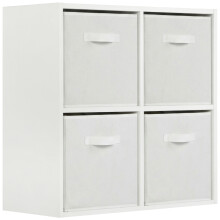 (White Drawers) Charles Jacobs White 4 Cube Open Book Shelf Storage Unit