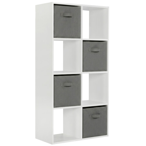 Charles Jacobs (4 Grey Drawers) Charles Jacobs White 8 Cube Open Book Shelf Storage Unit