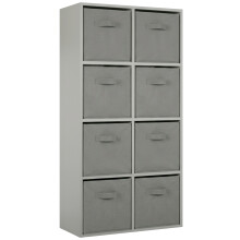 (8 Grey Drawers) Charles Jacobs Grey 8 Cube Open Book Shelf Storage Unit