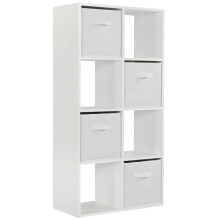 (4 White Drawers) Charles Jacobs White 8 Cube Open Book Shelf Storage Unit