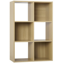 (No Drawers) Charles Jacobs Oak 6 Cube Open Book Shelf Storage Unit