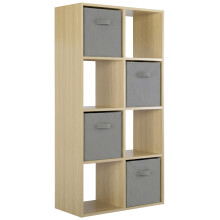 (4 Grey Drawers) Charles Jacobs Oak 8 Cube Open Book Shelf Storage Unit