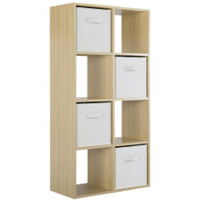 (4 White Drawers) Charles Jacobs Oak 8 Cube Open Book Shelf Storage Unit