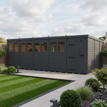 20x10 Pent Composite Shed Tanalised (Single Door, With Windows)