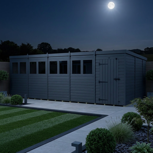 20x10 Pent Composite Shed Tanalised (Single Door, With Windows) 2