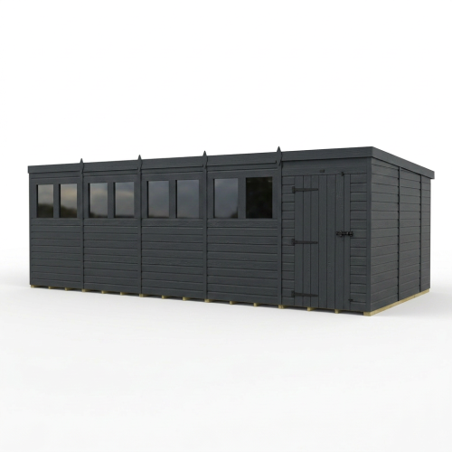 20x10 Pent Composite Shed Tanalised (Single Door, With Windows) 1