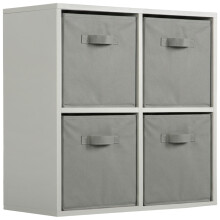 (Grey Drawers) Charles Jacobs Grey 4 Cube Open Book Shelf Storage Unit