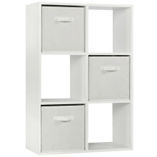 (White + 3 White Drawers) Charles Jacobs White 6 Cube Open Book Shelf Storage Unit