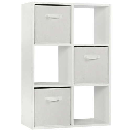 Charles Jacobs (White + 3 White Drawers) Charles Jacobs White 6 Cube Open Book Shelf Storage Unit