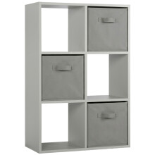 (3 Grey Drawers) Charles Jacobs Grey 6 Cube Open Book Shelf Storage Unit