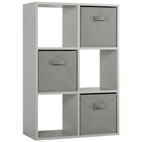 Charles Jacobs (3 Grey Drawers) Charles Jacobs Grey 6 Cube Open Book Shelf Storage Unit
