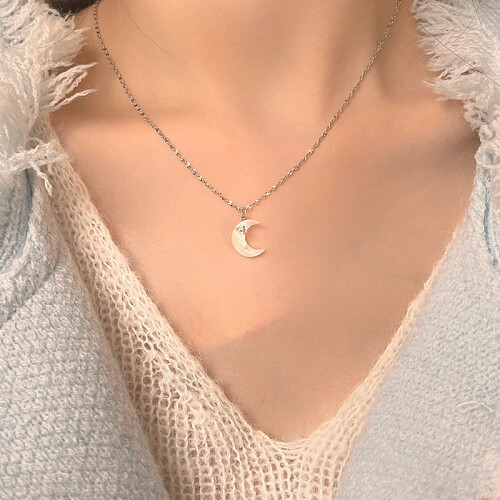 S925 Silber Halskette Mond Silver 2