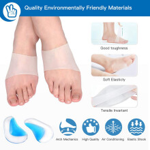 Gel Arch Support Set, 4 Pairs Plantar Fasciitis Sleeves/Shoe Insoles for Flat Feet, for Plantar Fasciitis