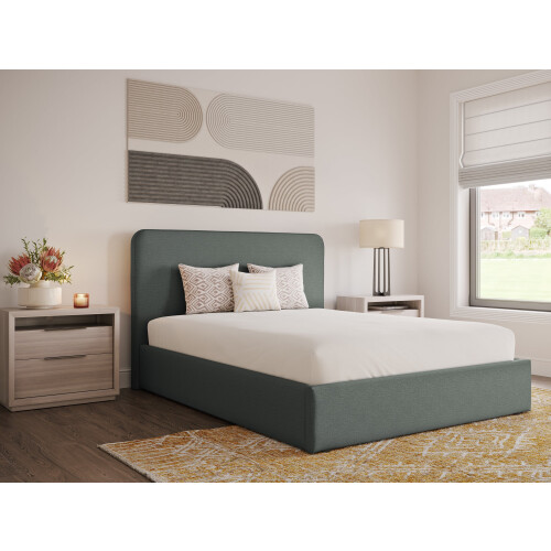 (Double, Olive Green) Snuggle Beds Holden Ottoman Bed Frame