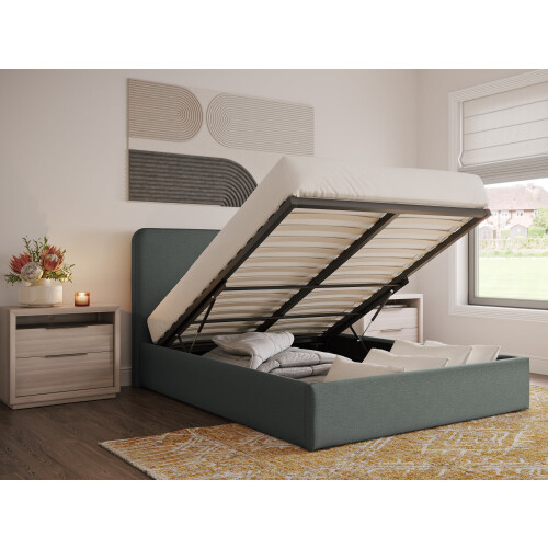 (Double, Olive Green) Snuggle Beds Holden Ottoman Bed Frame 1