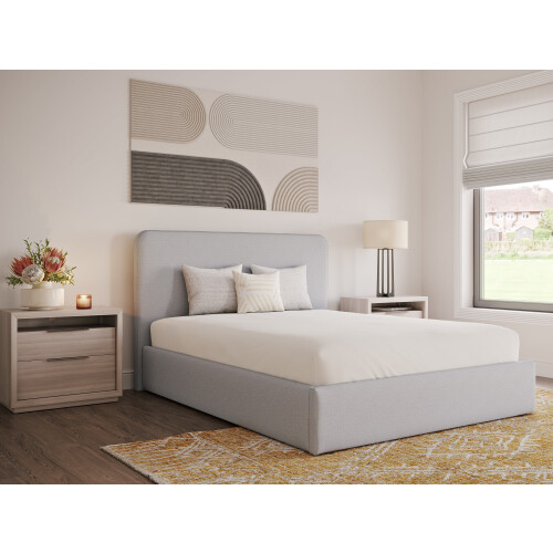 (Double, Light Grey) Snuggle Beds Holden Ottoman Bed Frame