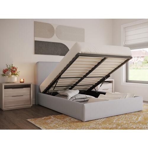 (Double, Light Grey) Snuggle Beds Holden Ottoman Bed Frame 1
