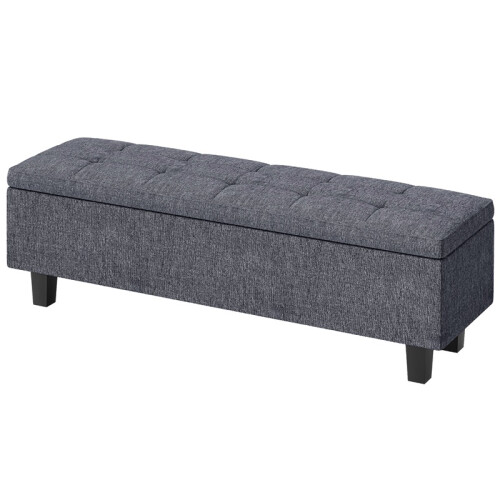 Linen Storage Bench with Rubberwood Legs, Dark Grey 1