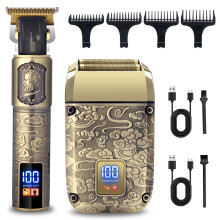 Kit de afeitadora y recortadora de pelo Hatteker HT-6128 para hombre, inalámbrico.