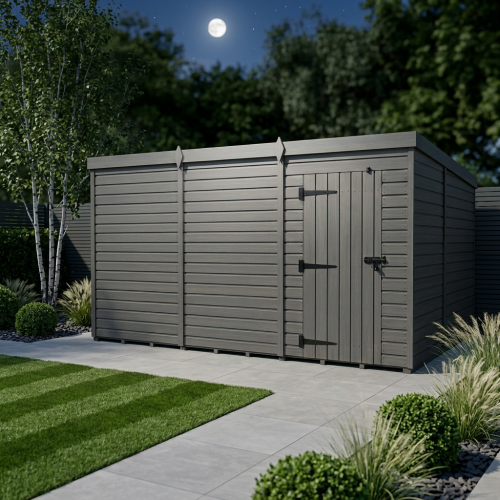 20x9 Pent Composite Shed Tanalised (Single Door, No Windows) 2