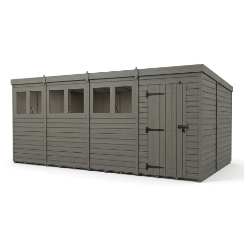 20x9 Pent Composite Shed Tanalised (Single Door, With Windows) 1