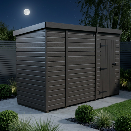 9x4 Pent Composite Shed Tanalised (Single Door, No Windows) 2