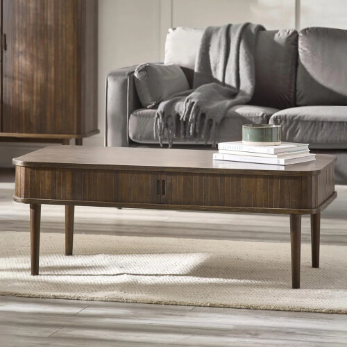 Arya Nordic Coffee Table with Storage Dark Oak